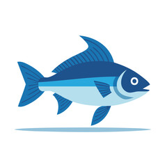 Fototapeta premium Blue cartoon fish swimming marine animal vector illustration