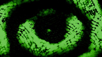 Green abstract rippling circular particle animation