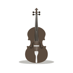 Fototapeta premium Brown violin illustration on a white background, musical instrument concept.