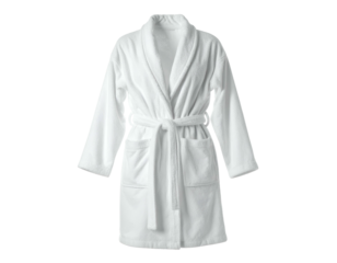 Fluffy white cotton robe isolated on a transparent background, perfect for relaxation