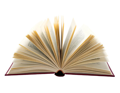 An open book, with its pages fanned out, sits on a transparent surface against a black background