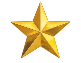 A five-pointed golden star illustration against a black background, highly detailed