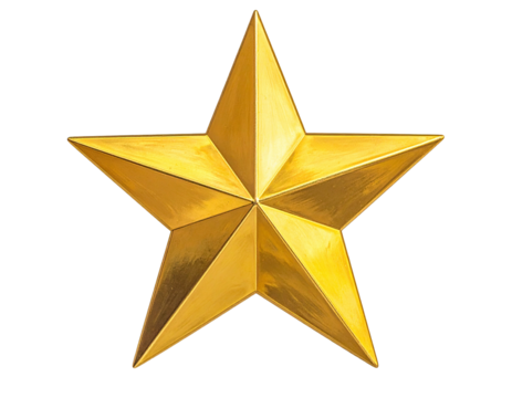 A five-pointed golden star illustration against a black background, highly detailed - Powered by Adobe
