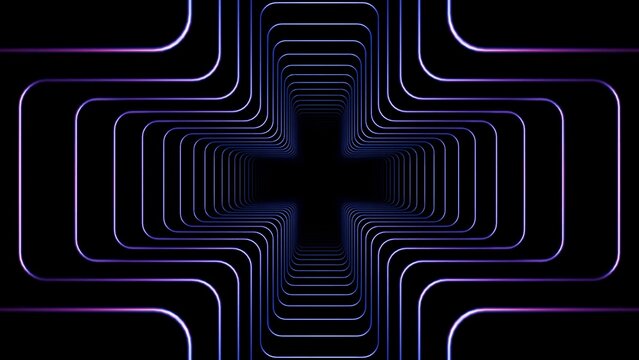 Abstract neon cross tunnel moving forward