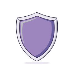Purple cartoon shield illustration symbolizing protection security and defense concept
