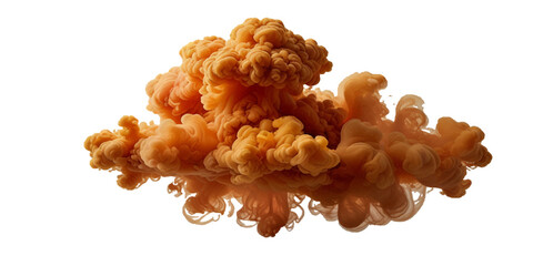 Beautiful orange smoke plume isolated on transparent background. bright orange paint color powder festival background. © Siratul Nababi Turfa