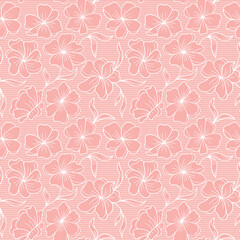 Seamless White Wedding Vintage Lace Pattern with Floral and Leaf Motifs