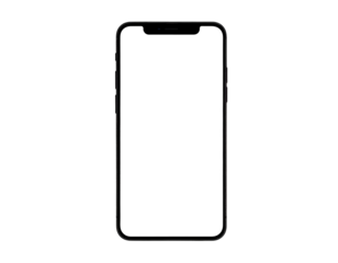 A blank screen cellphone with dark screen and sleek design isolated on black background