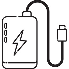 Portable power bank icon with charging symbol for mobile energy backup.