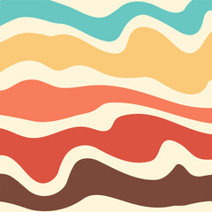 Retro groovy seamless pattern with fluid waves and curved lines. Trendy decorative texture for fashion prints, branding, stationery, packaging, and digital design.