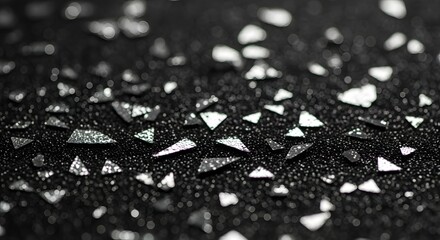 Elegant black base covered in silver glitter shards and glowing light spots, creating a premium, festive look.