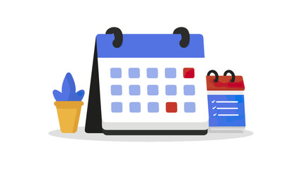 Calendar and planner with plant vector illustration