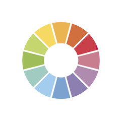 Color wheel with a black center showcasing spectrum of hues for design and art