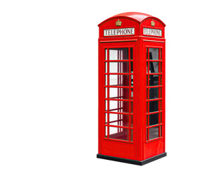 Iconic red structure with glass panels, commonly used for communication, set against a black backdrop