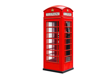 Iconic red structure with glass panels, commonly used for communication, set against a black backdrop