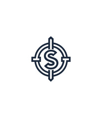 Abstract target symbol with letter s in the middle business and financial concept