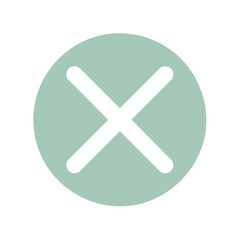 Obraz premium Green circle with white X mark cancel close icon symbol vector graphic