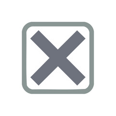 Obraz premium Gray X mark inside a gray bordered square on white background