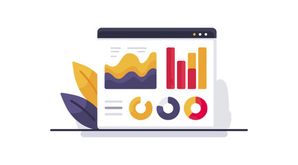 Business data visualization graphic showing charts and graphs illustration