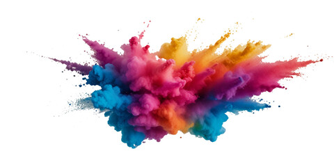 Vector abstract colorful rainbow holi paint and colorful cloud smoke powder explosion isolated on transparent wide panorama background.	