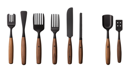 Barbecue tools set on transparent background