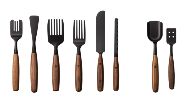 Barbecue tools set on transparent background