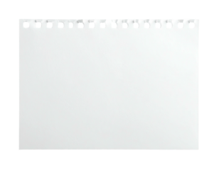 A blank, white, spiral-bound notepad with visible metal spiral and rectangular paper