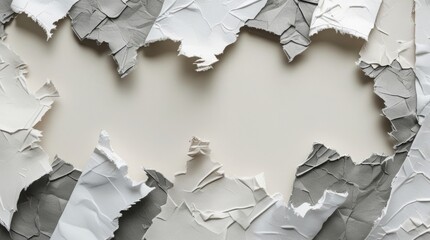 Set of ripped paper edges isolated with clipping path on background. Jagged torn paper textures create raw, artistic style