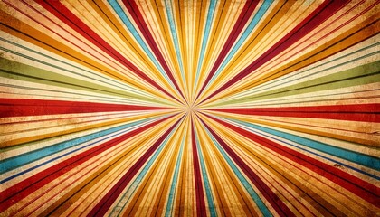 Abstract Retro Sunburst Background With Colorful Grunge Vintage Banner Design And Distressed Texture