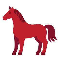 Chinese New Year 2026, the year of the Horse, red and gold line art characters, simple hand-drawn Asian elements with craft (Chinese translation: Happy Chinese New Year 2026, year of the Horse)