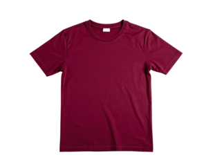A plain, short-sleeved, crew-neck t-shirt in a deep maroon color, front view