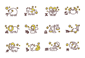 手描きイラスト：12占星星座 © stomy