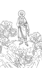 Thomas Becket. Greek coloring page in Byzantine style