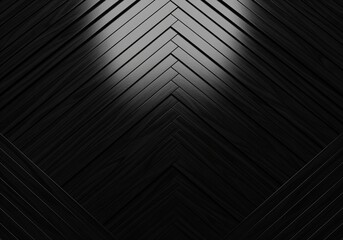 Obraz premium Dramatic dark ebony wood planks in a sleek chevron pattern with spotlight reflections