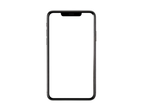 Sleek, silver-edged smartphone with a blank black screen, isolated against a dark backdrop