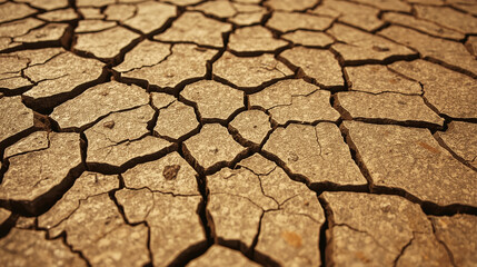 The cracked earth under the scorching sun symbolizing severe drought.