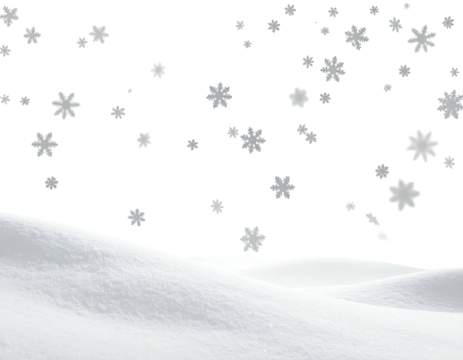 Winter scene with a snow-covered hill and falling snowflakes against a black backdrop - Powered by Adobe