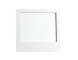 Isolated white polaroid frame with empty space, evoking nostalgia on a black background