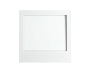 Isolated white polaroid frame with empty space, evoking nostalgia on a black background