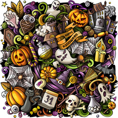 Happy Halloween cartoon funny doodle illustration