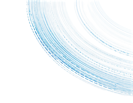 Abstract depiction featuring arcing blue brushstrokes against a stark black background