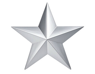 Obraz premium A detailed, isolated silver five-pointed star, featuring intricate metallic gradients, against a black background