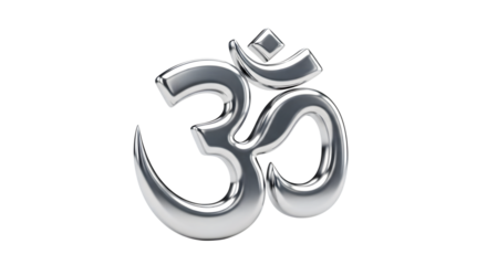 Silver om symbol isolated on transparent background spiritual meditation yoga