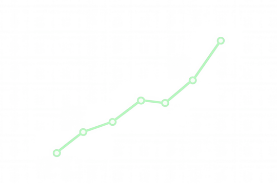 Line growth progressing chart, showing positive data trending up, transparent background for business visualization