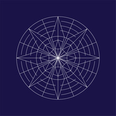 Intricate geometric mandala pattern with radial symmetry on a deep purple background