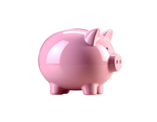 pink piggy bank isolated on transparent background, png	