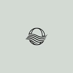 Letter O with waves logo icon flat vector design.