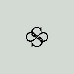 Letter S with infinity logo icon flat vector design.
