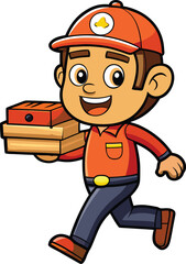Cartoon Pizza Delivery Person Running – Food Service Character