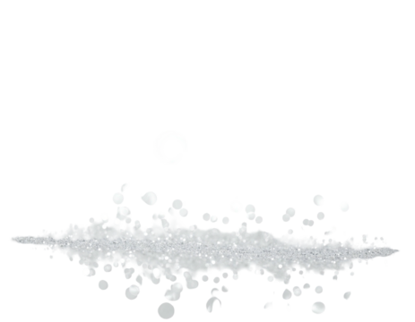 An image of a water drop with a spray of silver or white bubbles below